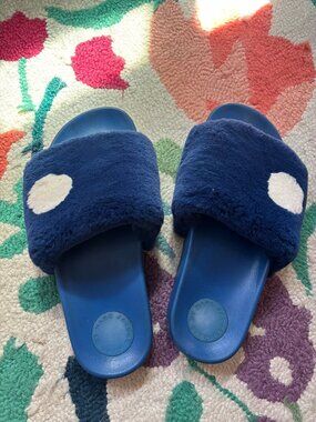 Marc by Marc Jacobs Rabbit Fur Blue Slide - Size 39